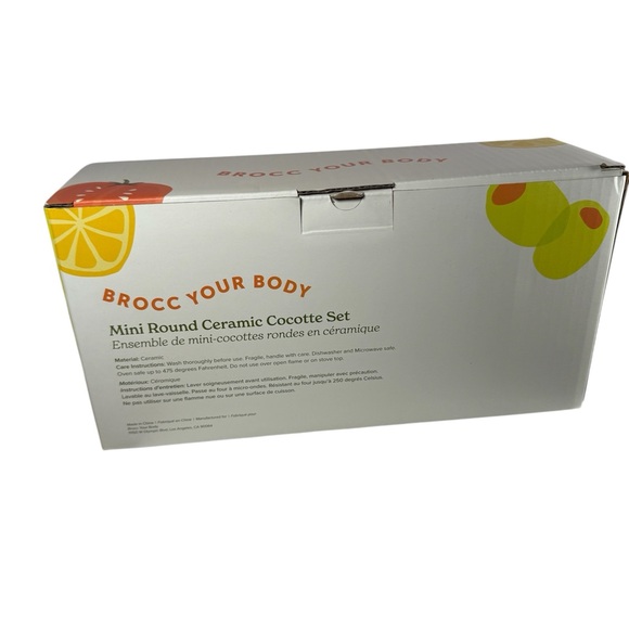 NIB Brocc Your Body Mini Round Ceramic Cocotte Set of 2 - Picture 3 of 8